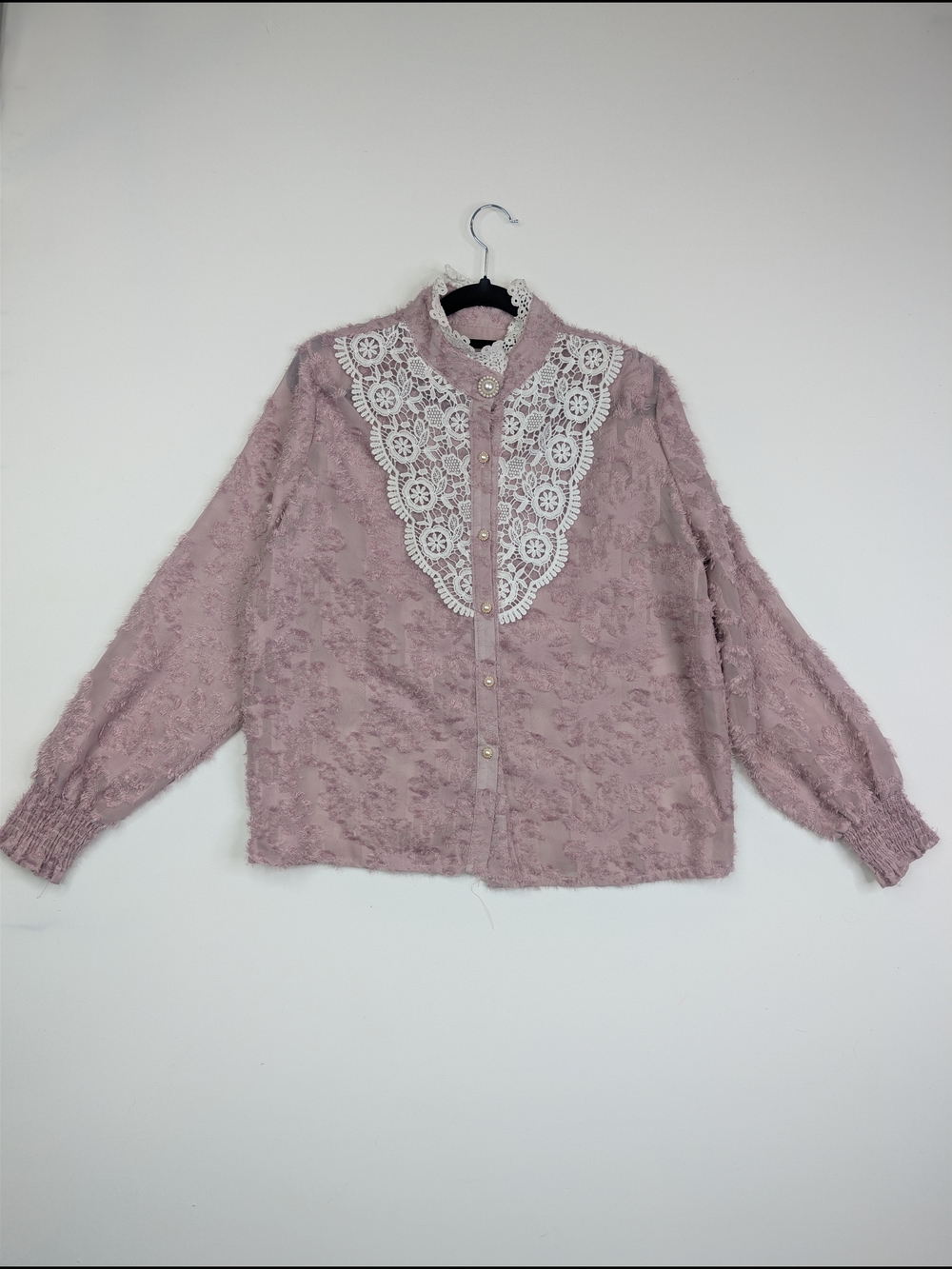 Lace Yoke Blouse in Dusty Mauve